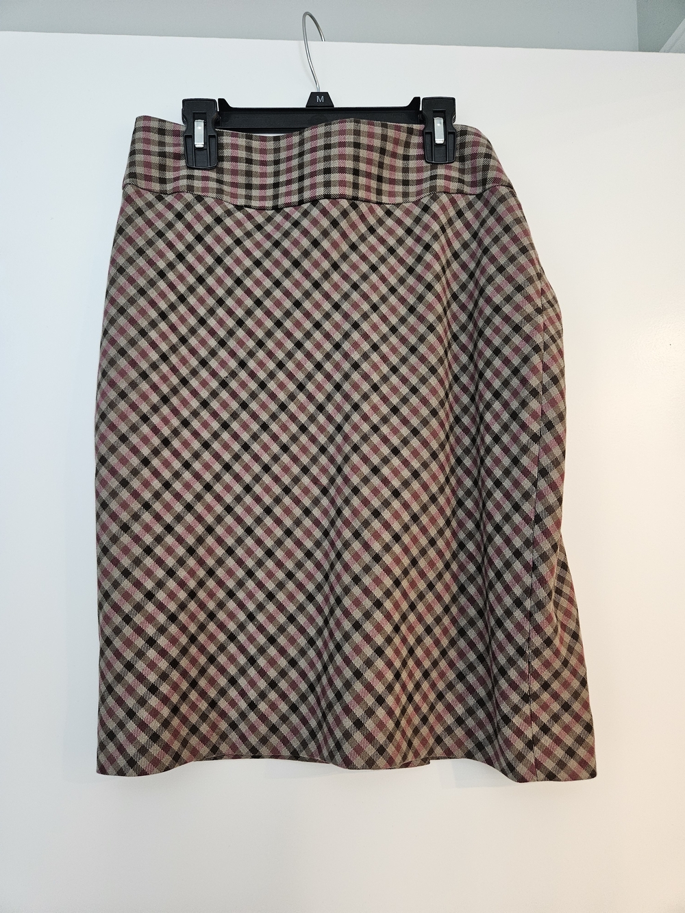 The Limited Plaid Pencil Skirt in Tan, Brown, and Pink